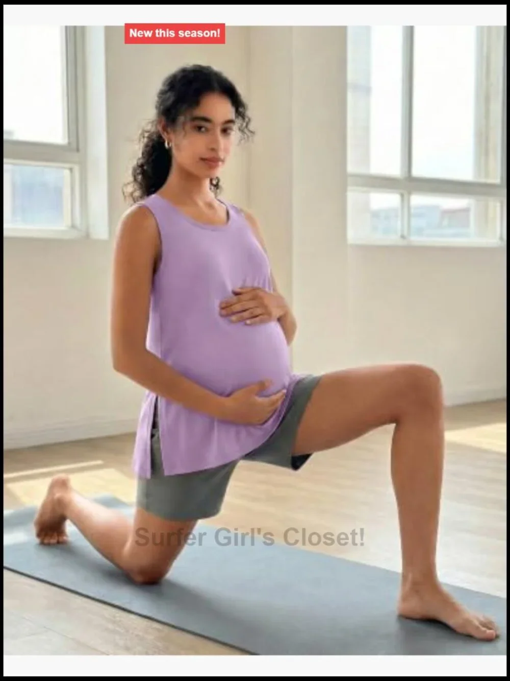 Maternity Tank Tops Sleeveless Loose Fit Workout Side Slits
